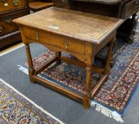 An early 18th century oak side table, width 76cm, depth 50cm, height 65cm