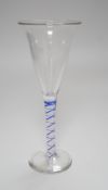 A Dutch colour twist stem wine glass, c.1900, 21.5cm