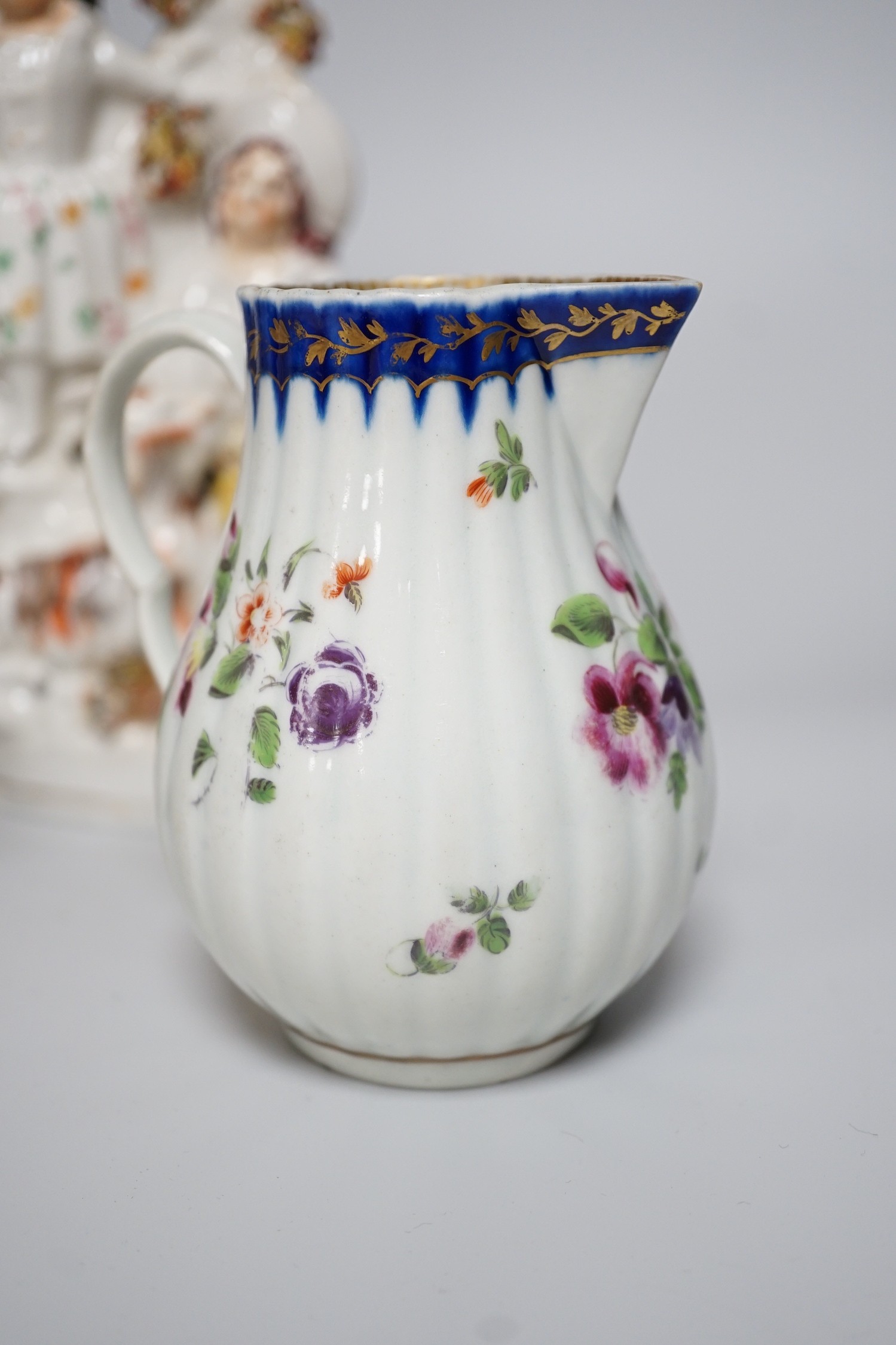 A Worcester milk jug, c.1780, a Newhall-type cream jug, c.1795, a Staffordshire porcelain model of - Image 4 of 12