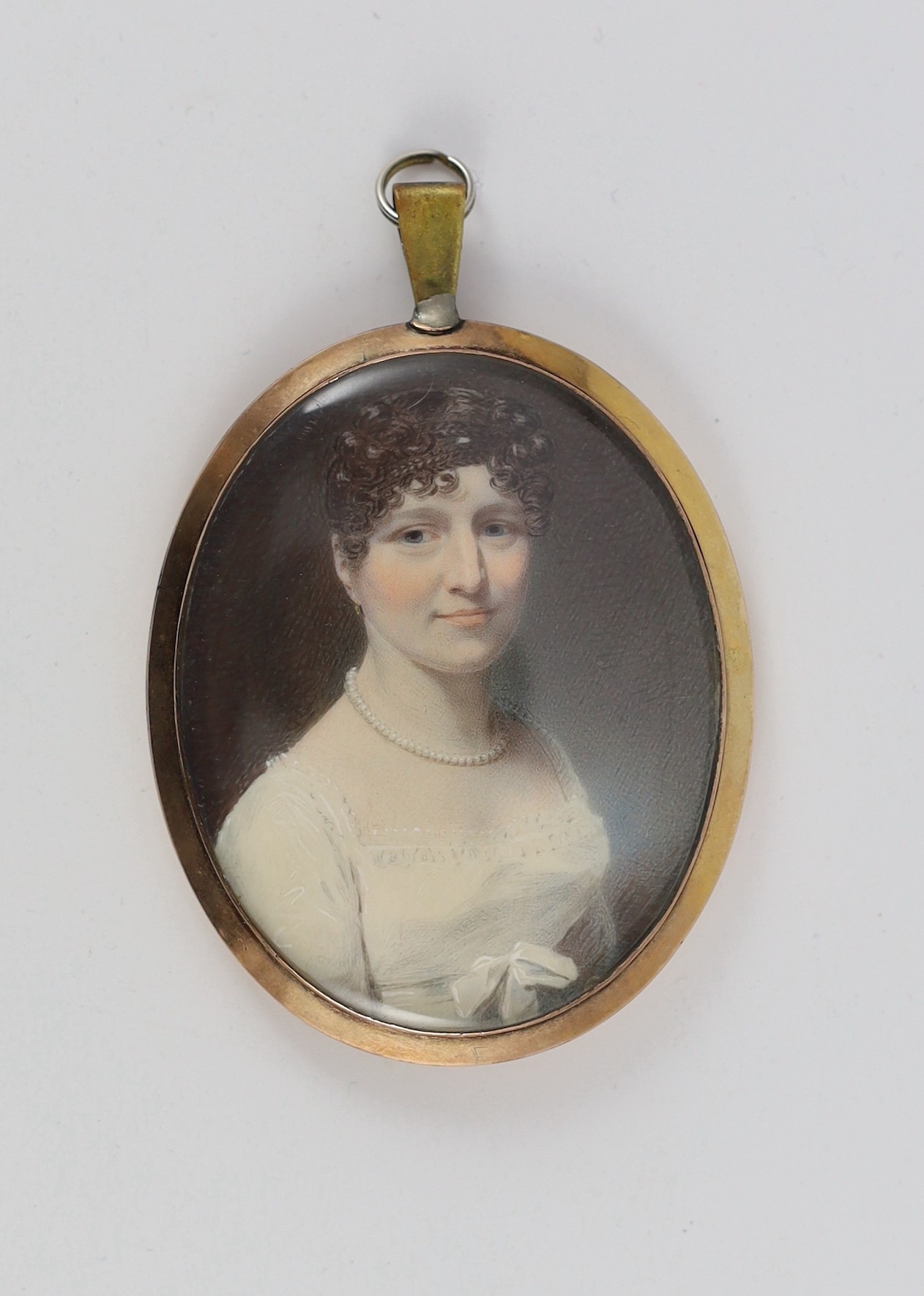 Attributed to George Patten (British, 1801-1865) Portrait miniature of a ladywatercolour on - Image 2 of 3