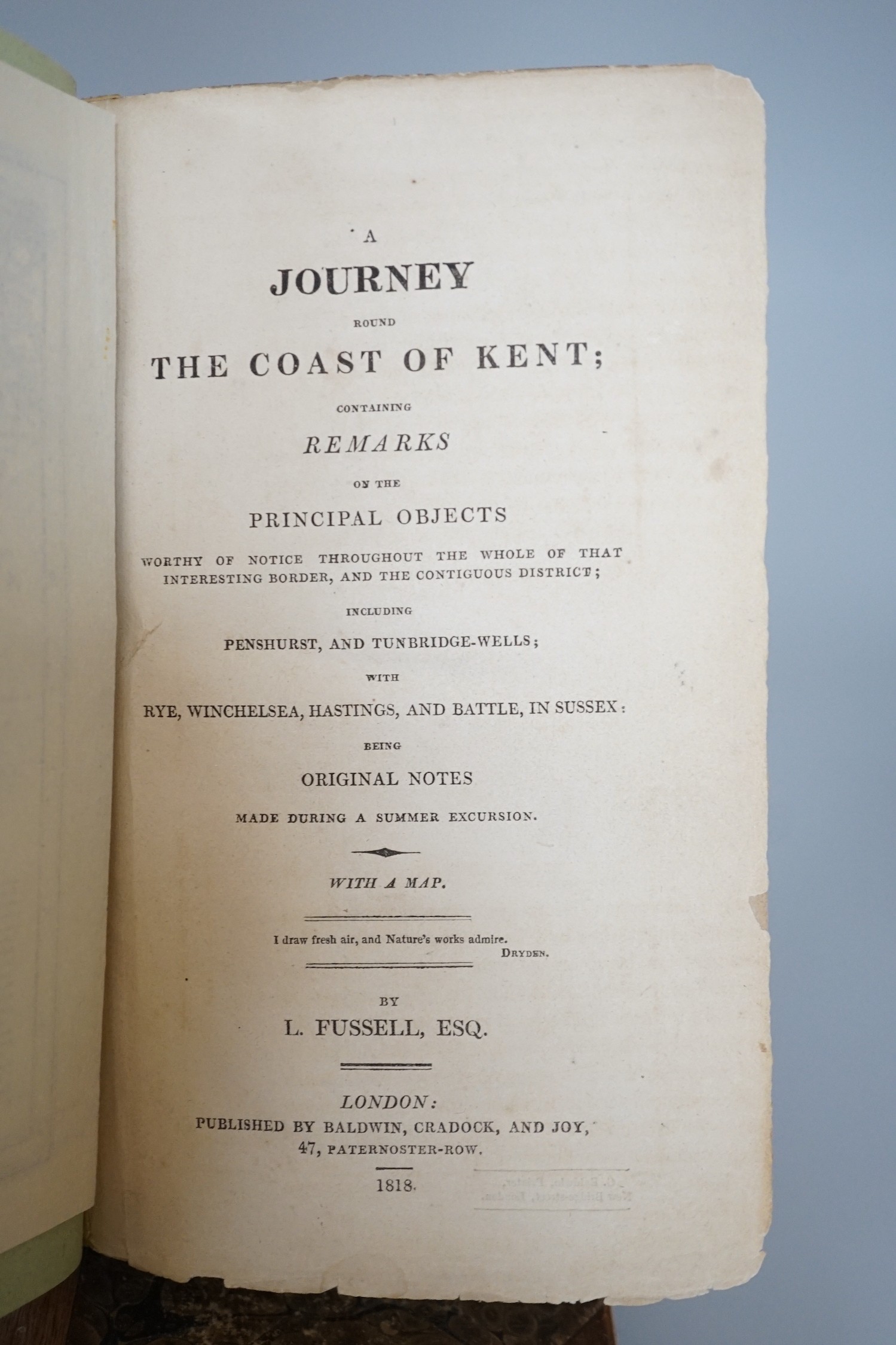 Fussell, L.A. - Journey Round the Coast of Kent, 8vo, rebound, facsimile folding map, Baldwin, - Image 2 of 7