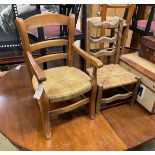 Two French provincial rush seat child's chairs