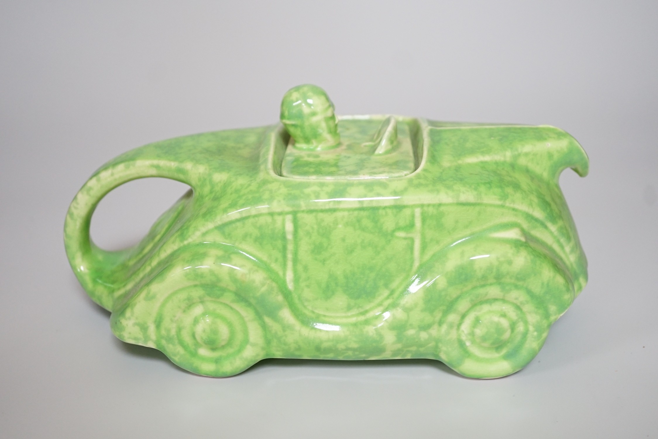 A Sadler's green-glazed novelty racing car teapot, 22cm - Image 4 of 6