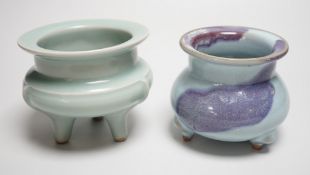 A Chinese Jun type censer and a celadon glazed censer