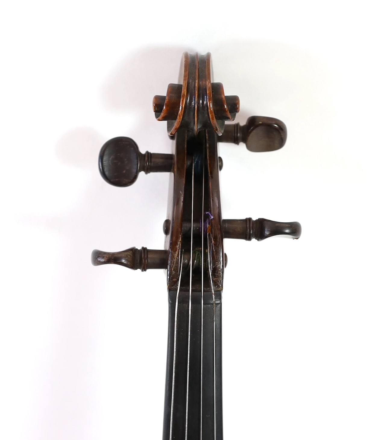 A 19th century violin attributed to Klotz school, unlabelled, the back and sides with medium curl, - Image 2 of 10