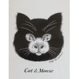 Peter Brookes (b.1943), pen and ink, original illustration; 'Cat and mouse', signed, 16 x 13cm