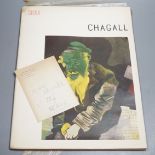 Marc Chagall, signed postcard and a book of prints