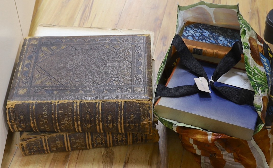 A quantity of various books and bindings including two bibles