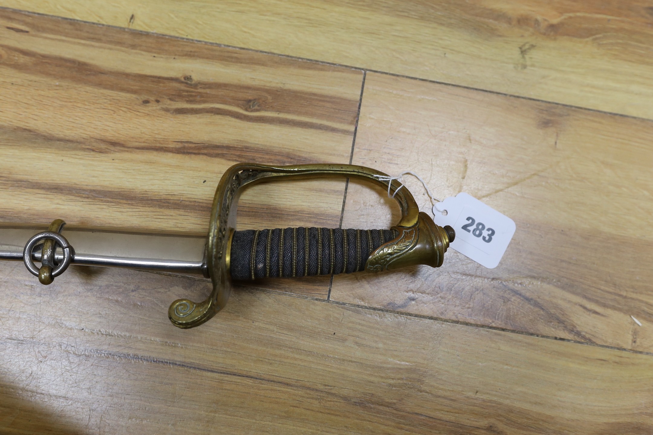 A United States Marines dress sword made by Wilkinson, the blade etched ‘S/SGT. JAMES P.S. - Image 3 of 6