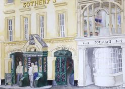 Gale Pitt (20th C.), watercolour, 'Sotheby's, Bond Street', signed and dated '82, 29 x 41cm