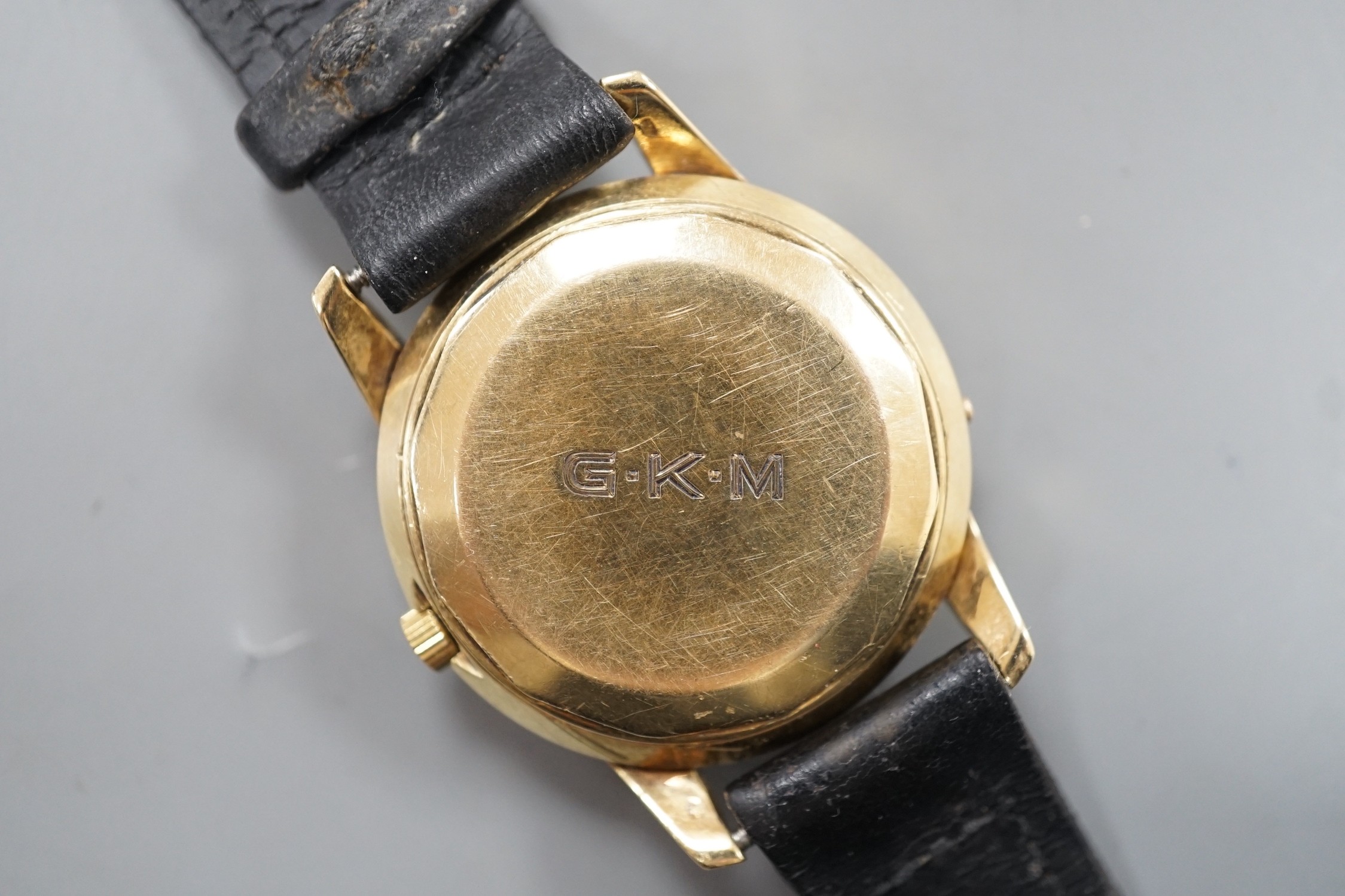 A gentleman's 14ct gold Gubelin Ipso Day automatic wrist watch, with baton numerals and date - Image 3 of 3