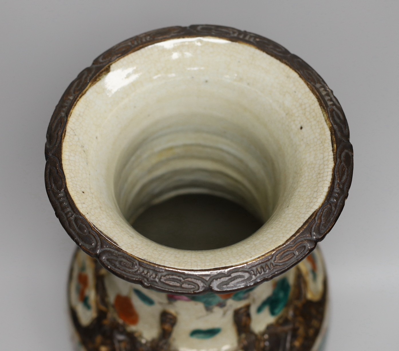 A late 19th century Chinese famille rose crackle glaze vase, 46cm - Image 4 of 6