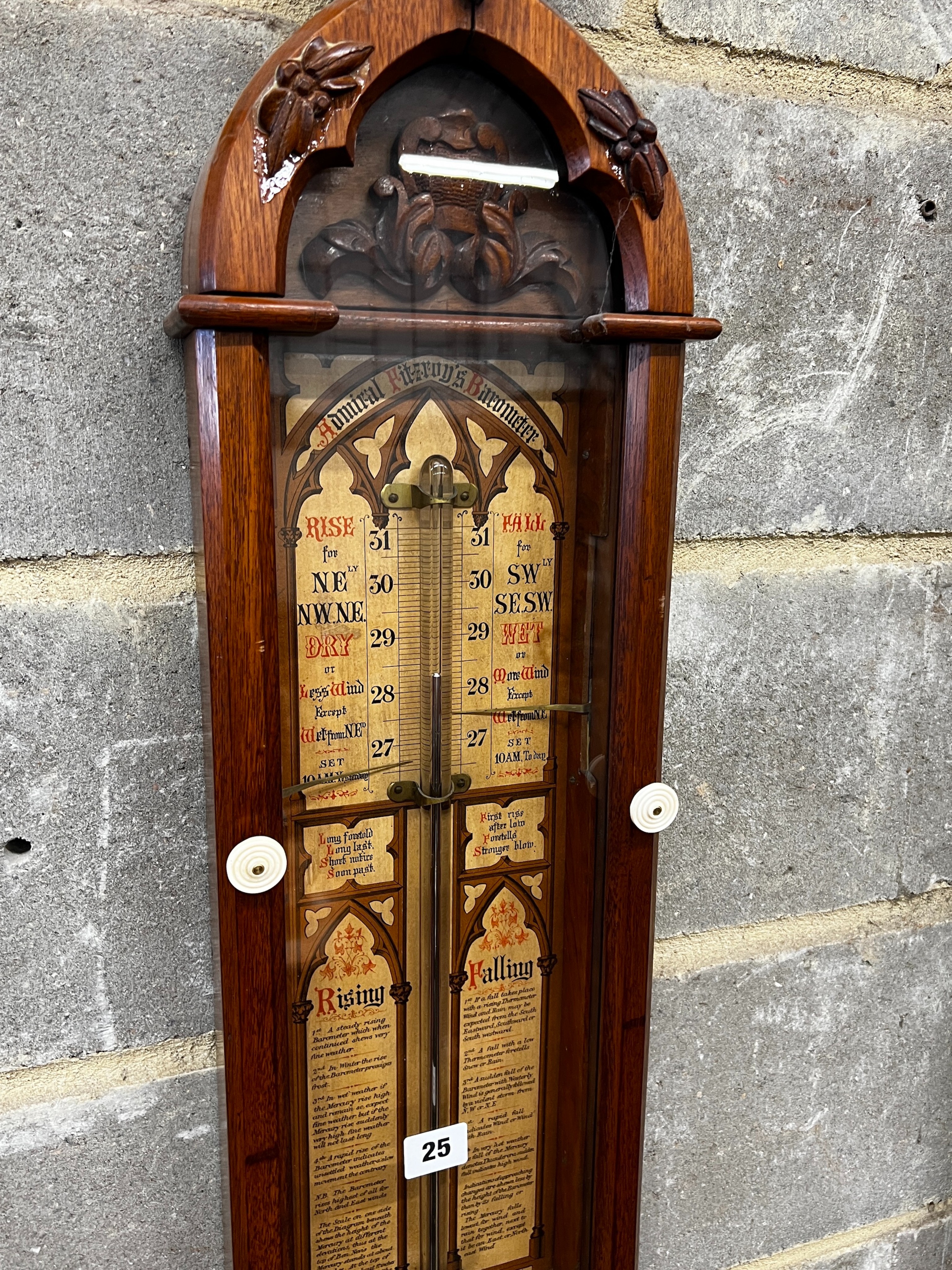 A Victorian oak Admiral Fitzroy type barometer by Thomas Woolley, Chester, height 116cm Ivory - Image 2 of 8