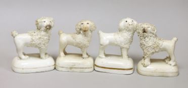 Four Staffordshire models of poodles, c.1830-50. Tallest 6.5cmProvence: Dennis G. Rice collection