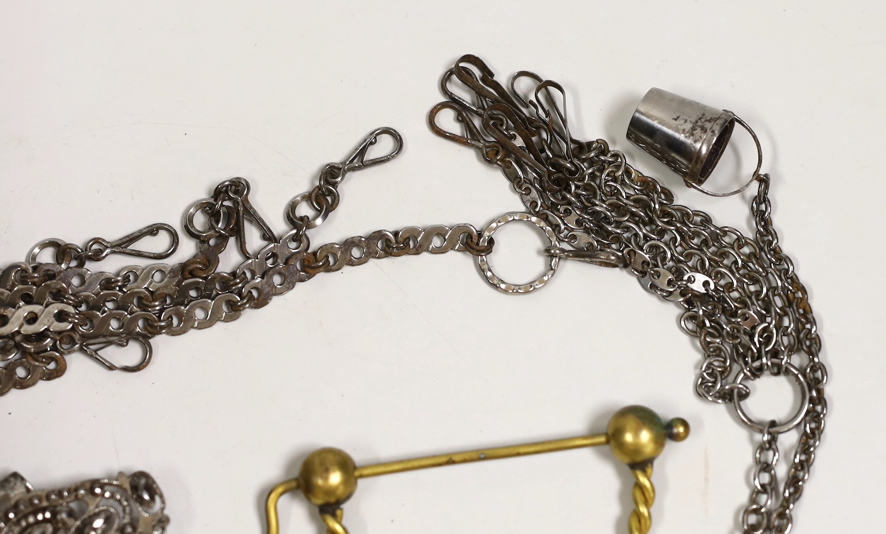 A 19th century cut steel Chatelaine, three others, a similar clasp and a later gilt metal Chatelaine - Image 4 of 4