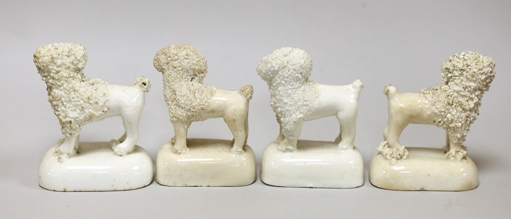 Four Staffordshire models of poodles, c.1830-50. Tallest 6.5cmProvence: Dennis G. Rice collection - Image 2 of 3