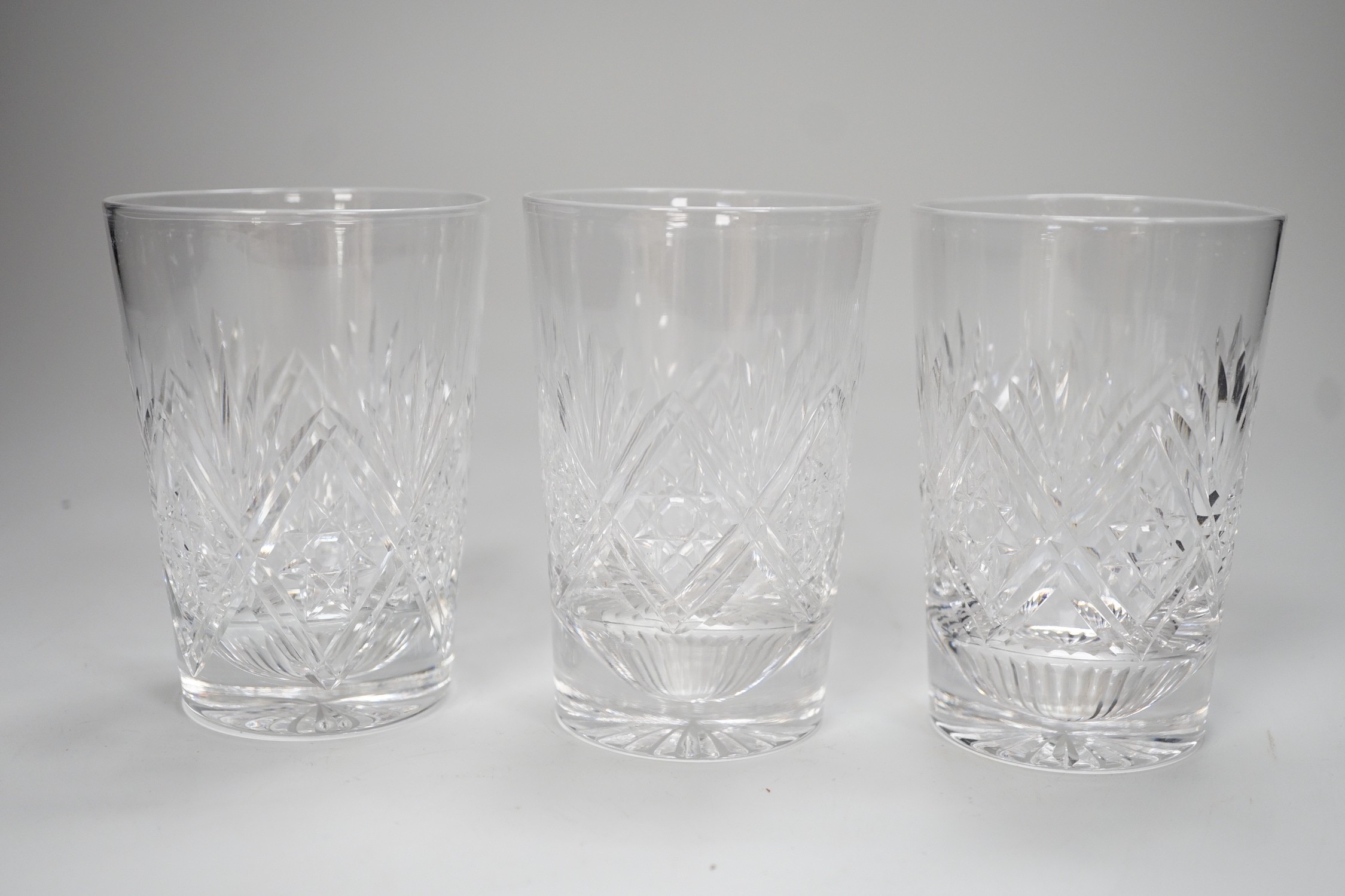 One dozen cut glass water tumblers, by Webb