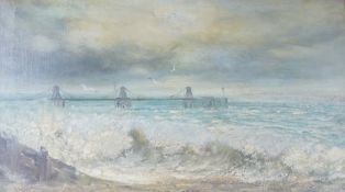 William Henry Borrow (1863-1901), pair of oils on canvas, The Brighton Chain Pier before and after