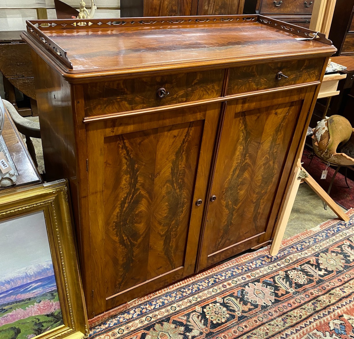 A 19th century Scandinavian mahogany two door side cabinet, width 122cm, depth 52cm, height 123cm