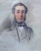 English School (19th century), pastel, Portrait of a gentleman, indistinctly signed and titled,