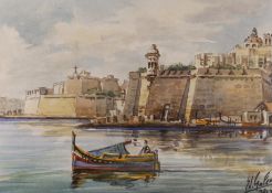 Edwin Galea (Maltese, B.1934), watercolour, 'Grand Harbour, Malta', signed and dated 1998, 12 x
