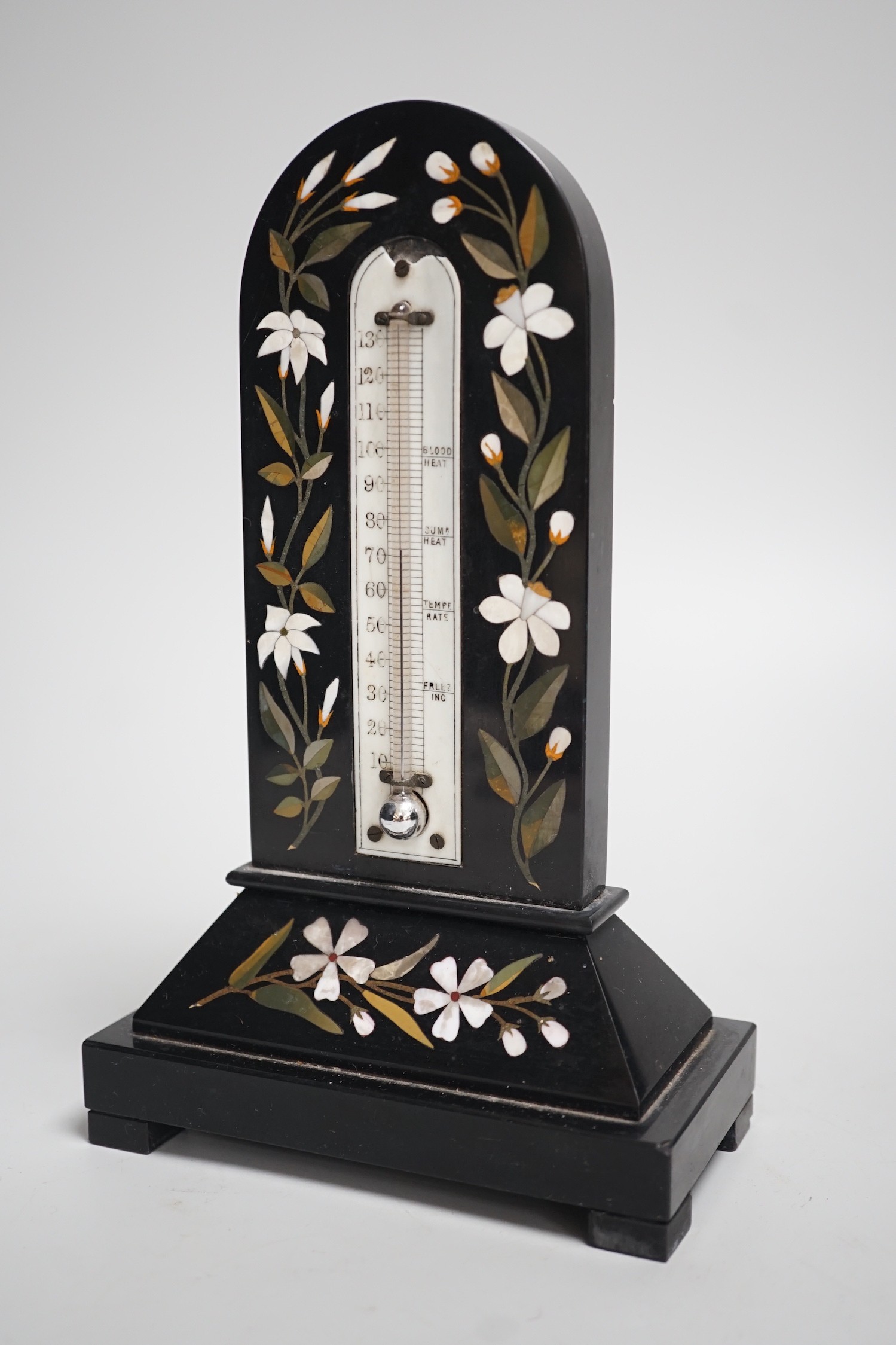 A late 19th century Italian pietra dura thermometer. 22cm high Ivory submission reference: MSREH9E2 - Image 3 of 4