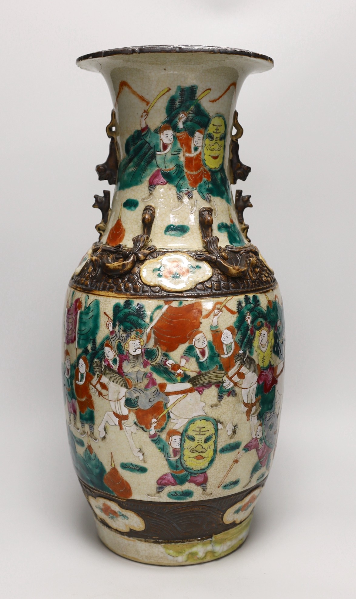 A late 19th century Chinese famille rose crackle glaze vase, 46cm - Image 3 of 6