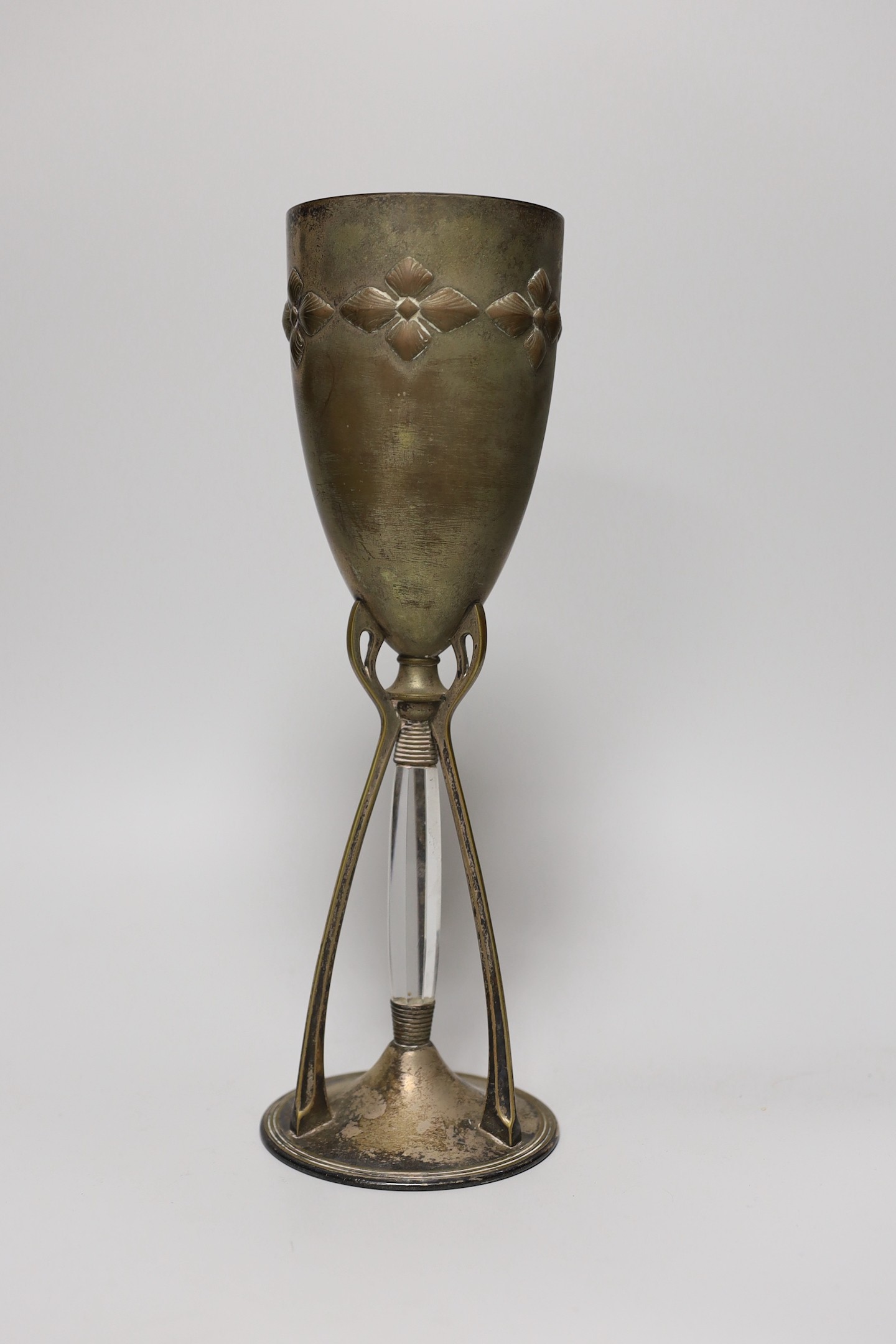 A WMF goblet vase with tri-stemmed base and central glass support. 31.5cm high - Image 2 of 4