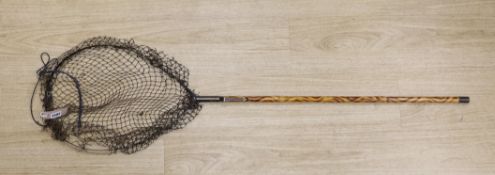 Fisherman's keep-net, tiger bamboo handle, 126cms high