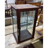 An Edwardian mahogany counter top shop display cabinet width 45cm, depth 38cm, height 76cm.