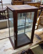 An Edwardian mahogany counter top shop display cabinet width 45cm, depth 38cm, height 76cm.