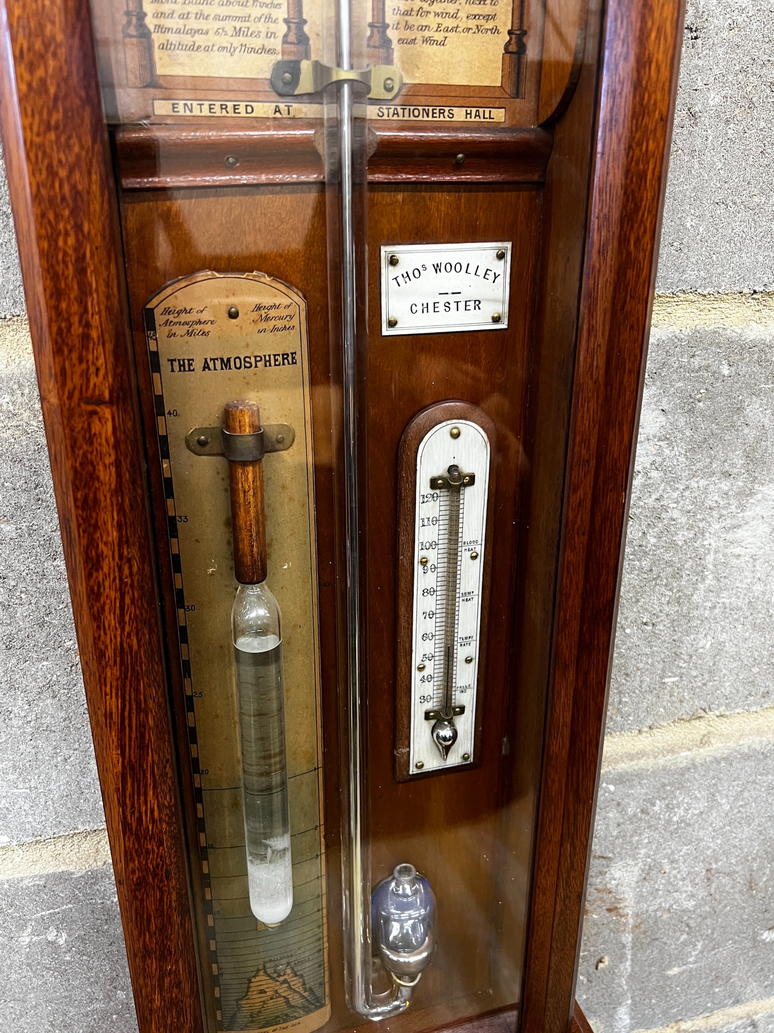 A Victorian oak Admiral Fitzroy type barometer by Thomas Woolley, Chester, height 116cm Ivory - Image 4 of 8