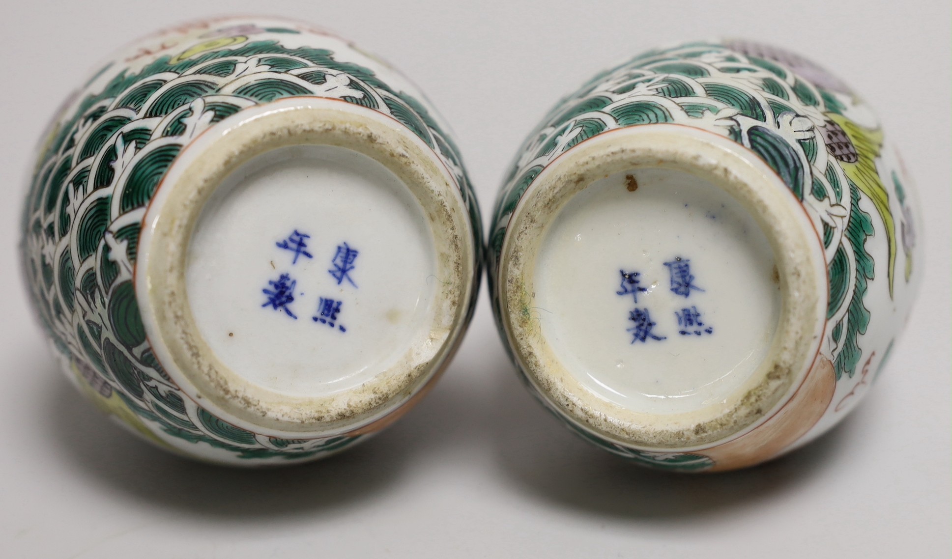 A pair of Chinese enamelled porcelain ‘dragon’ bottle vases, Kangxi marks probably Guangxu period, - Image 4 of 4