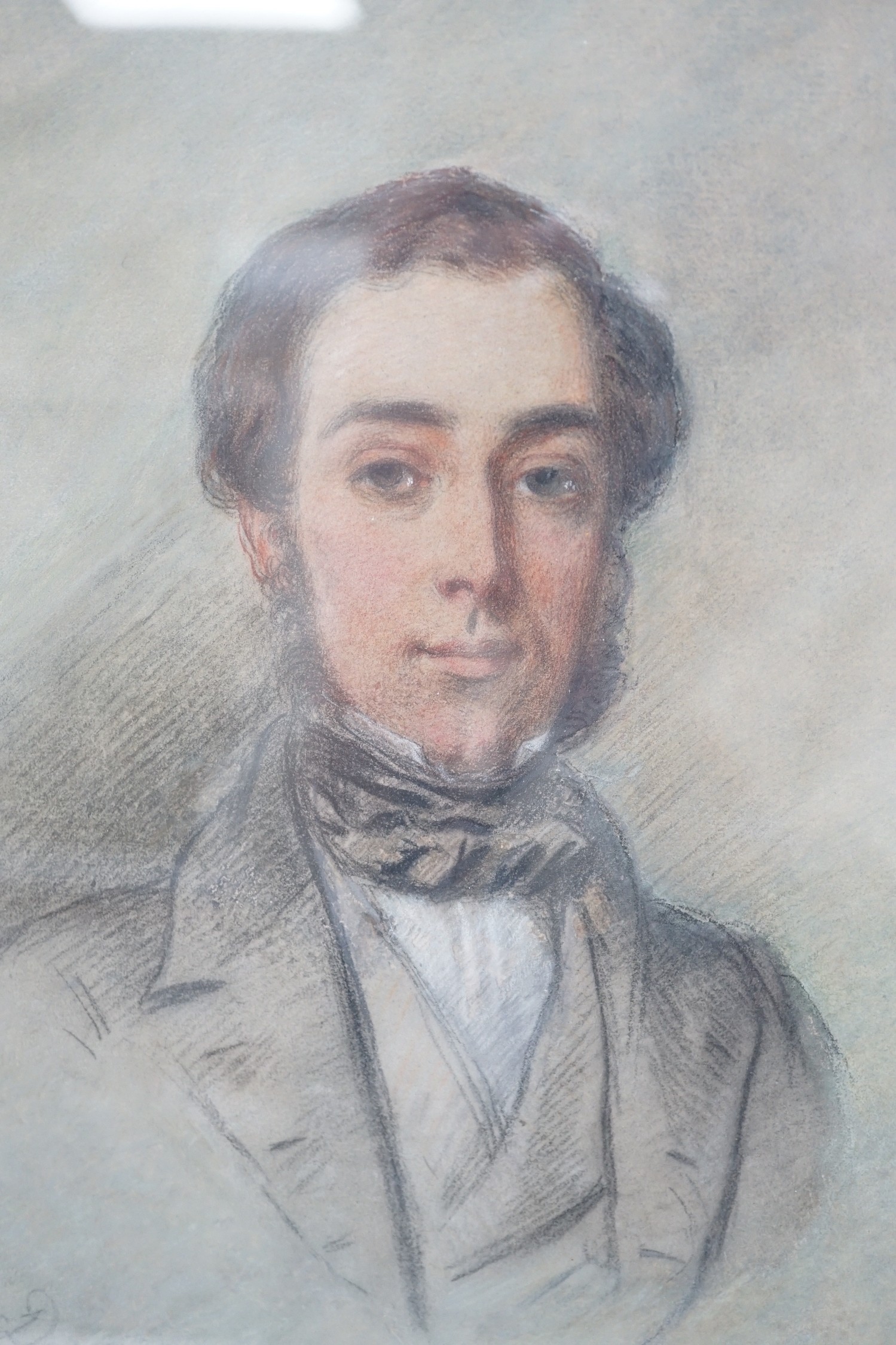 English School (19th century), pastel, Portrait of a gentleman, indistinctly signed and titled, - Image 2 of 4