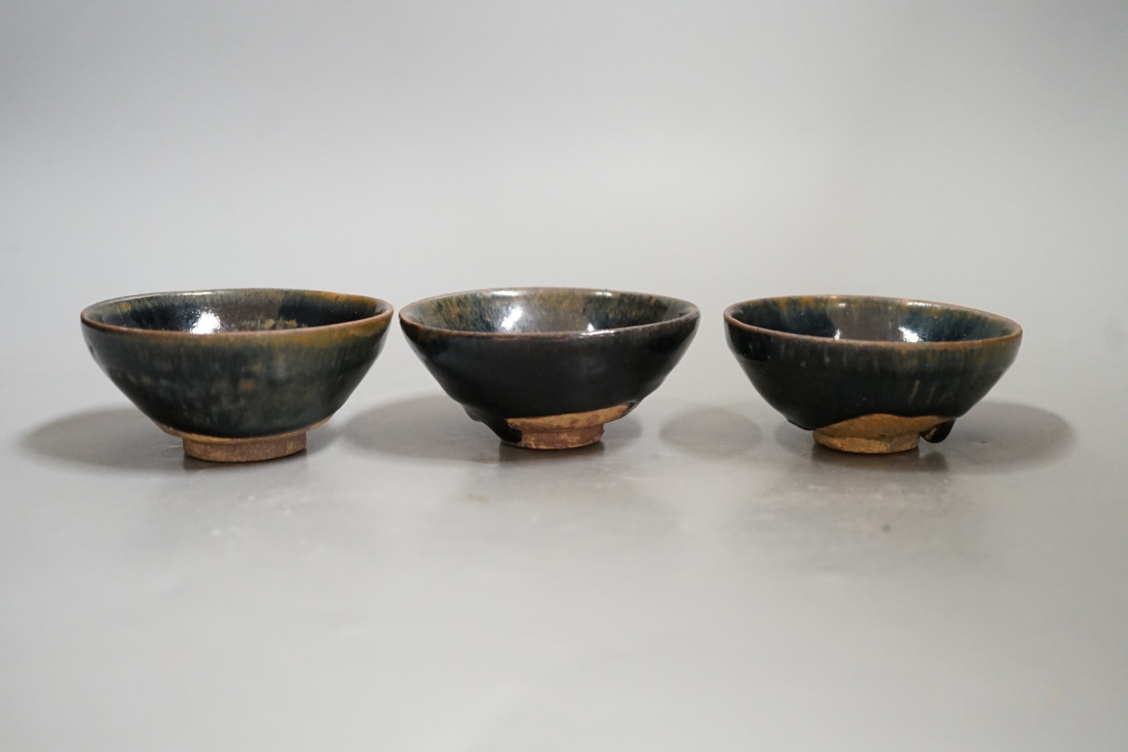 Three Chinese Jian type hare's fur bowls, 9cms diameter - Image 3 of 4