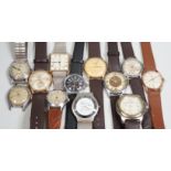 A collection of twelve assorted mainly gentleman's wrist watches, including Cyma, Sekonda and
