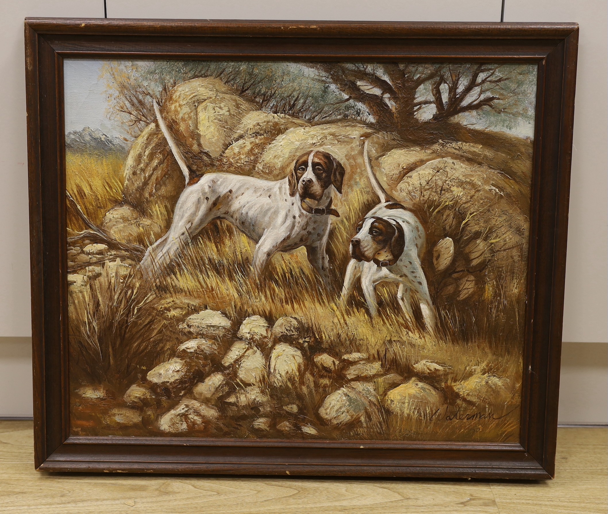 Waterman, oil on canvas, Study of two pointers, signed, 50 x 60cm - Image 2 of 3