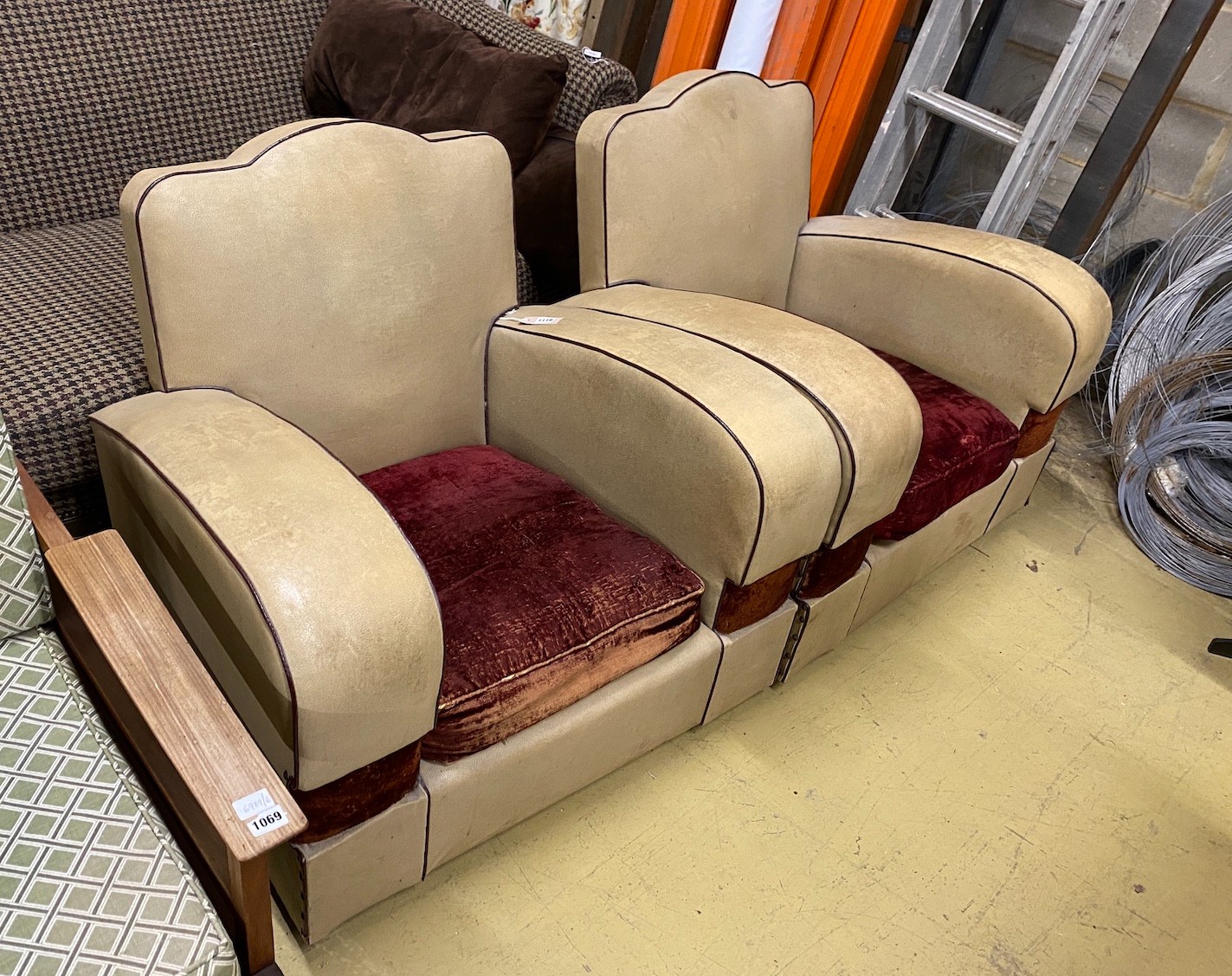 A pair of 1950's leatherette club chairs, width 85cm, depth 74cm, height 78cm - Image 2 of 2