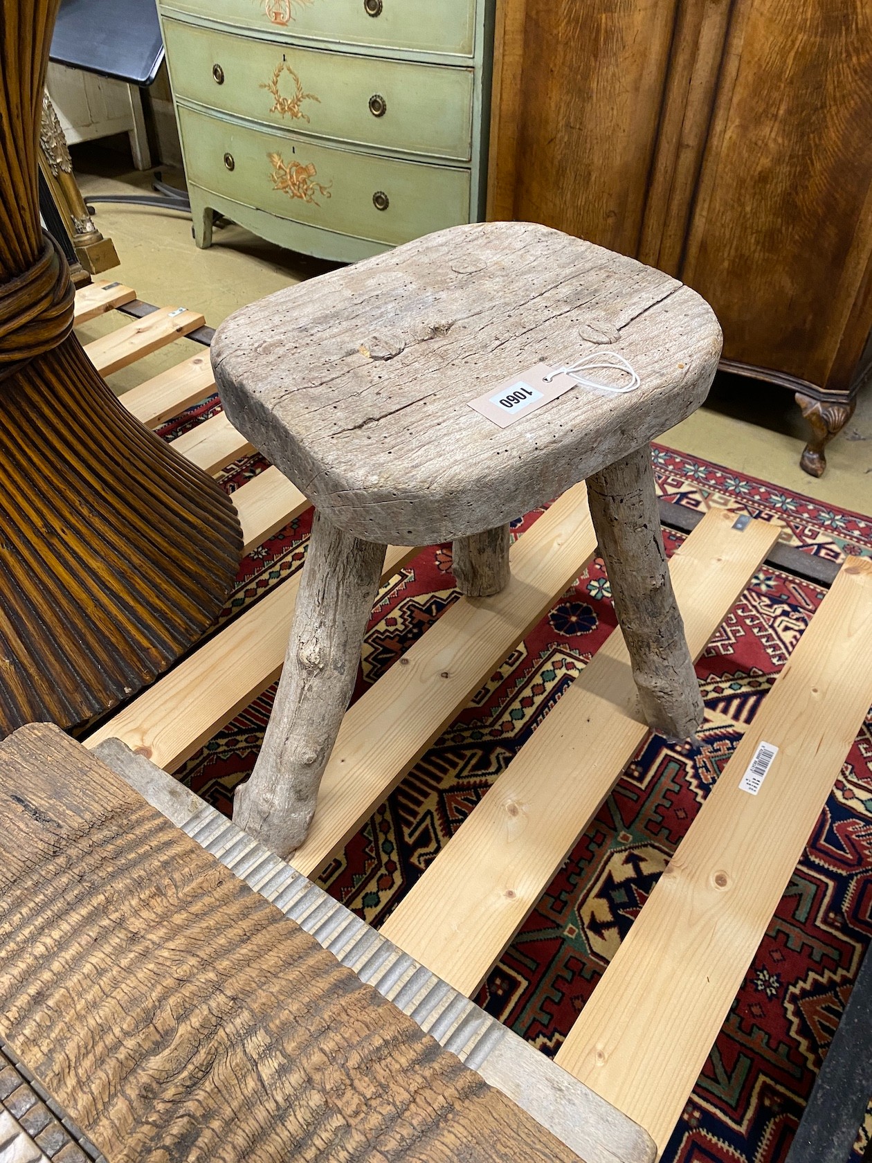 Eight Provincial wooden washboards, breadboard and a stool - Image 3 of 3