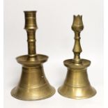 Two Ottoman brass candlesticks, height 28cm