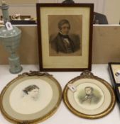 M. Frantz (19th C.), two watercolours, Portraits of a lady and gentleman, one signed and dated 1856,