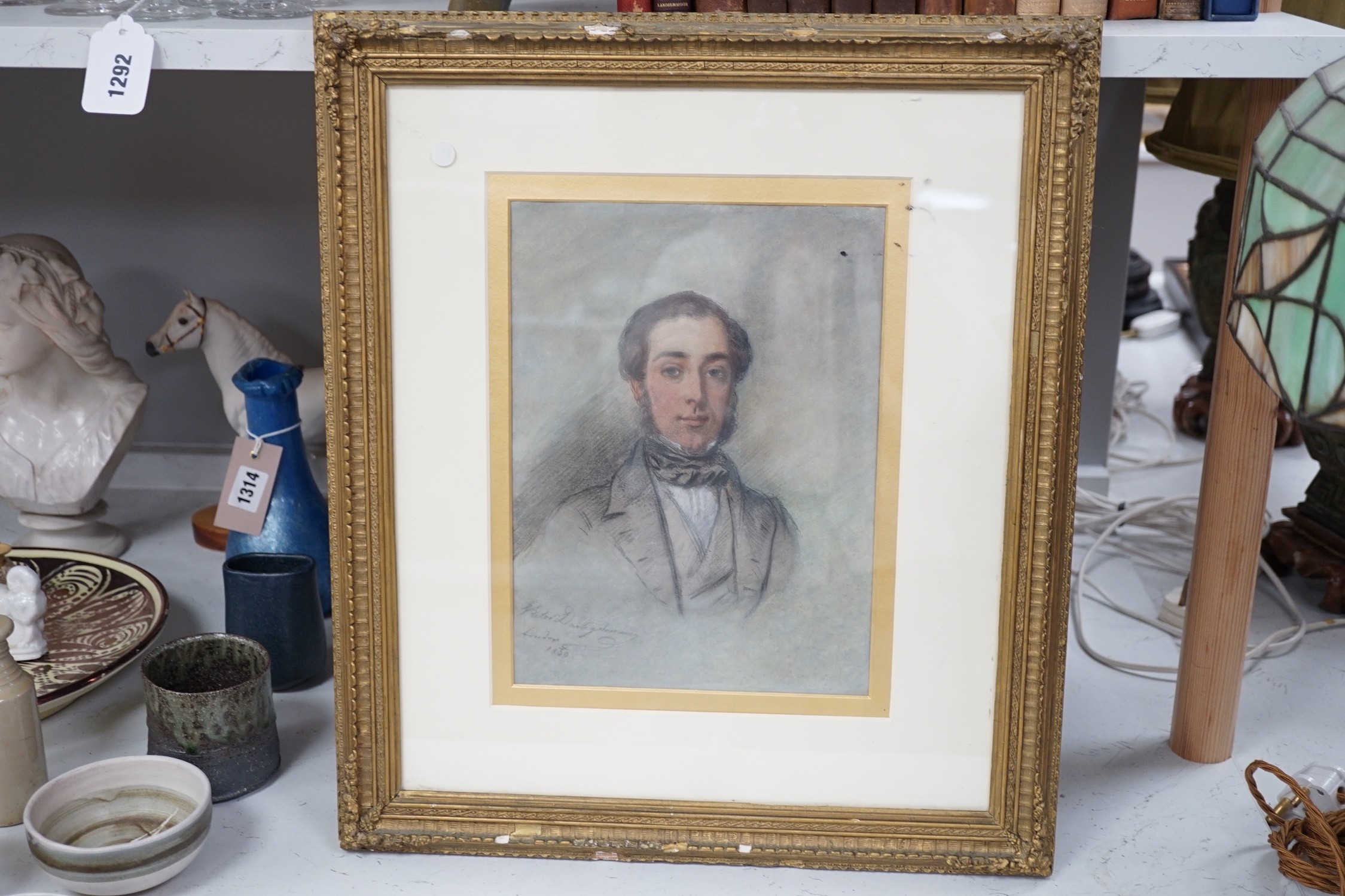 English School (19th century), pastel, Portrait of a gentleman, indistinctly signed and titled, - Image 4 of 4