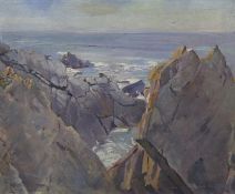 Montaque Leder (1900-1972), oil on canvas, Coastal scene, monogrammed, 50 x 60cm