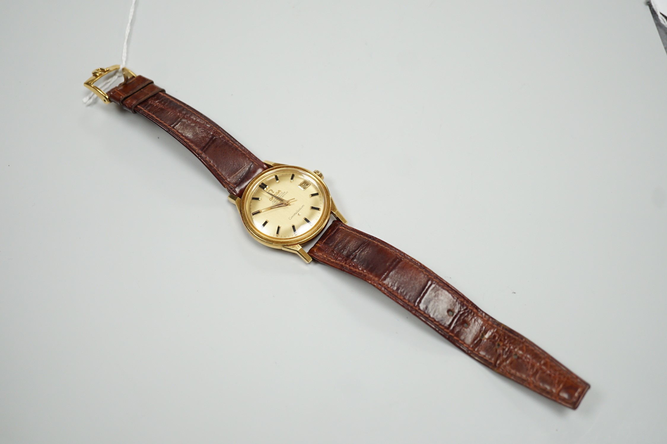 A gentleman's 750 yellow metal Omega Constellation Chronometre Automatic wrist watch, with date - Image 3 of 4