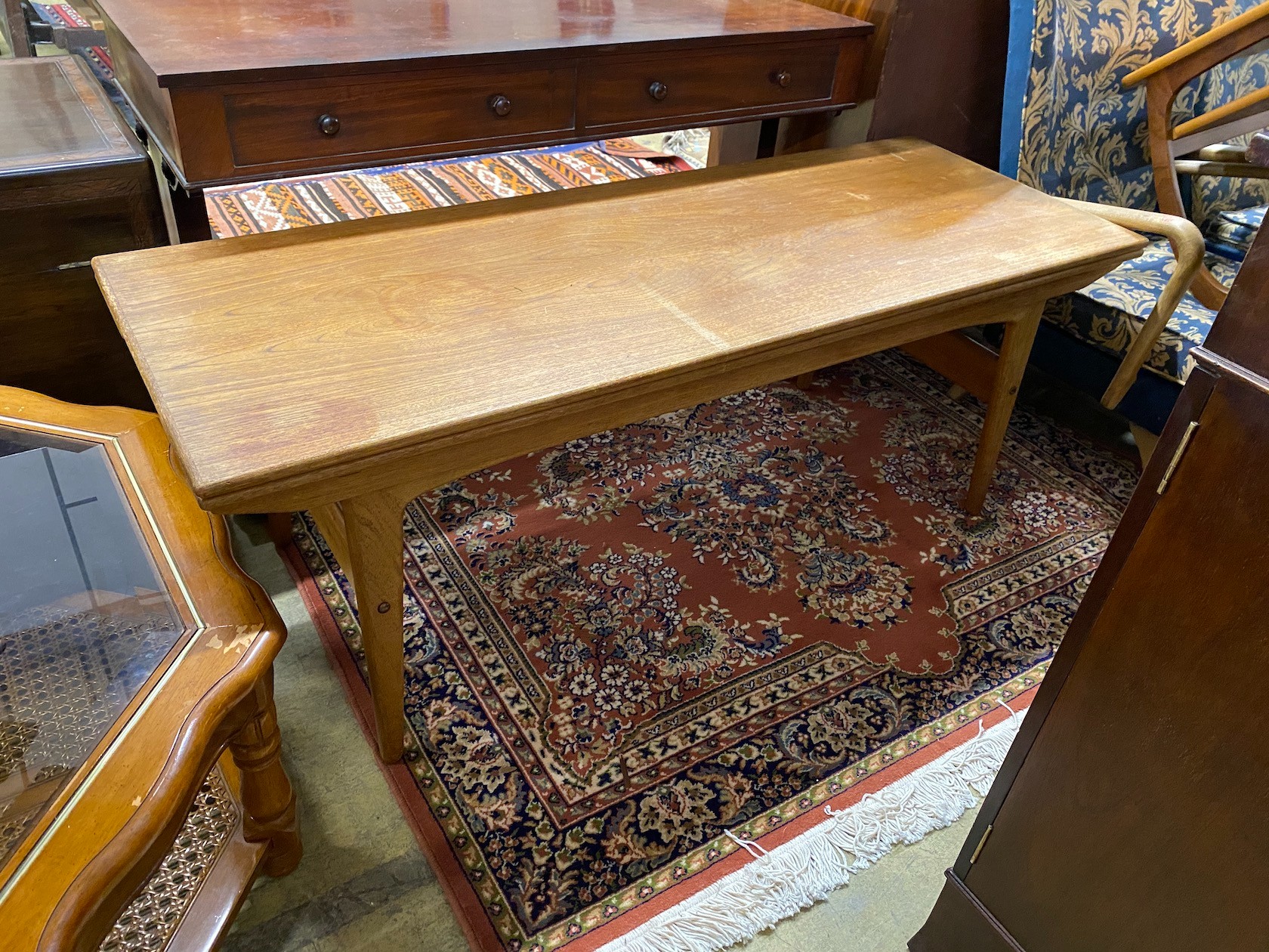 A mid century Trioh type “Copenhagen” metamorphic teak coffee / dining table, width 150cm, depth - Image 4 of 4