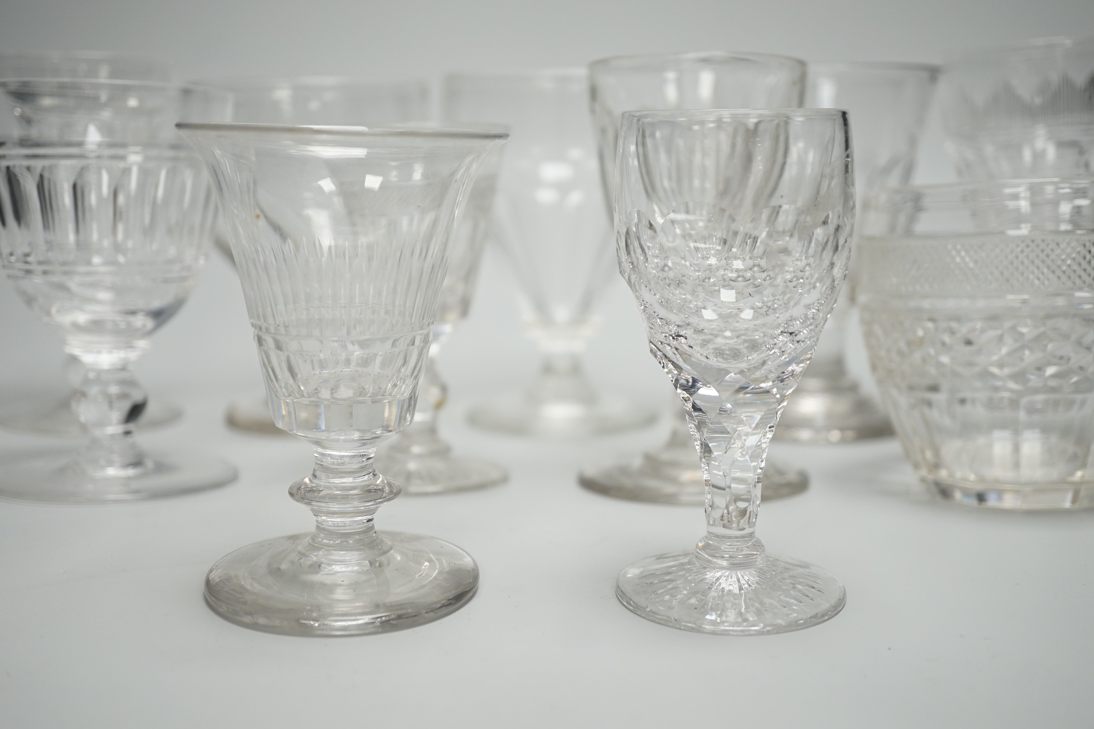 A collection of 18th/19th century table glasses including three Georgian rummers - Image 2 of 6