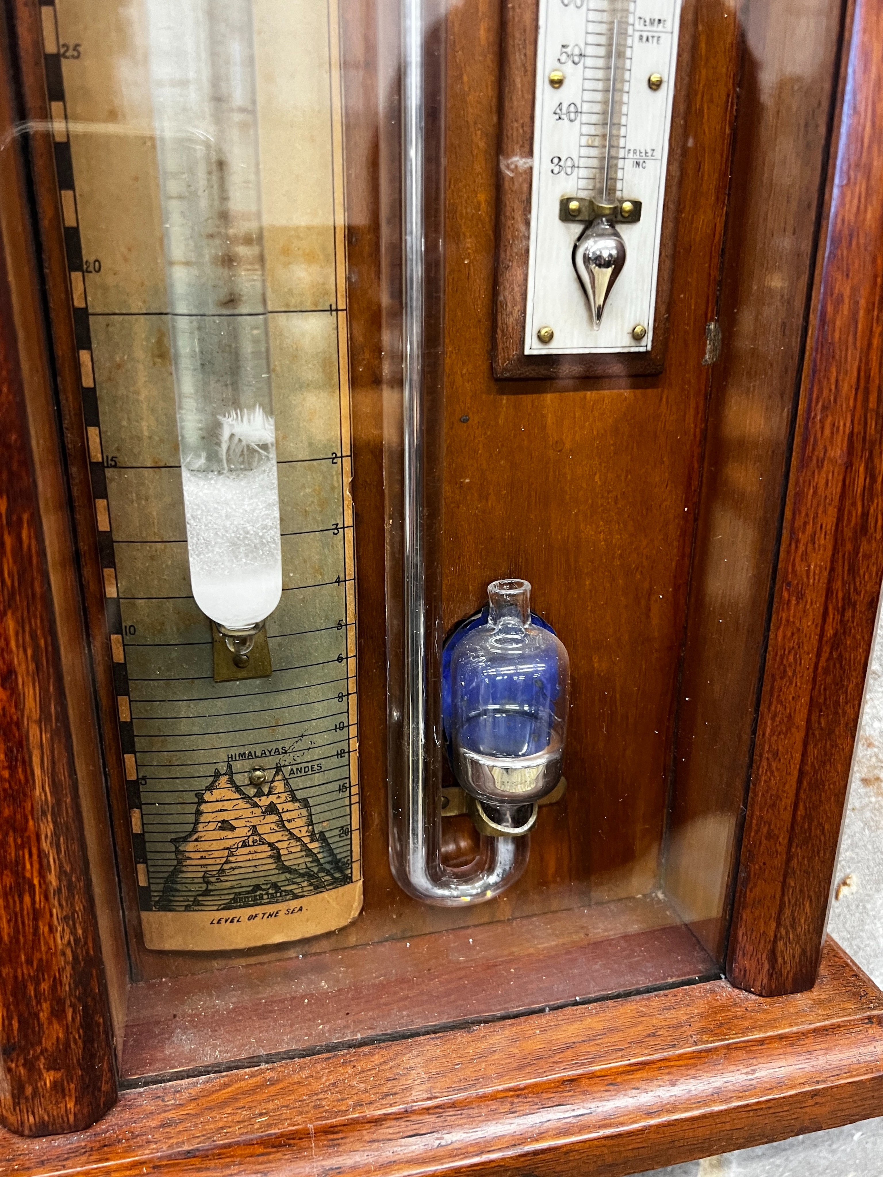 A Victorian oak Admiral Fitzroy type barometer by Thomas Woolley, Chester, height 116cm Ivory - Image 5 of 8