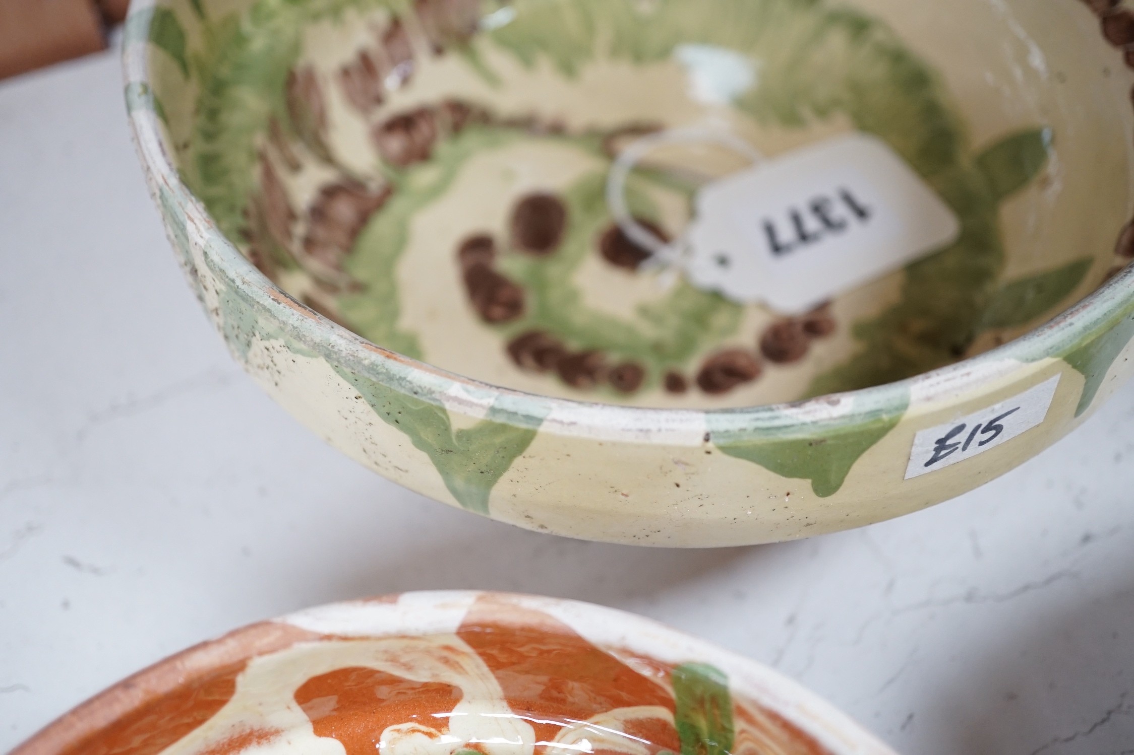 French provincial pottery slipware bowls (6) and another - Image 4 of 6