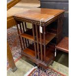 An Edwardian mahogany revolving bookcase, width 49cm, depth 49cm, height 87cm