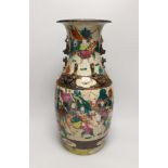 A late 19th century Chinese famille rose crackle glaze vase, 46cm